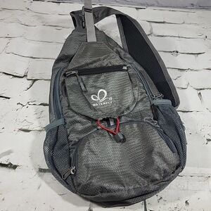 Waterfly Slight Crossbody Backpack Tote Bag Zippered Pockets Gray Book Bag